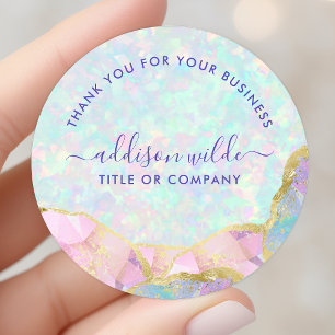 Sticker Rond Opal Gemstone Pastel Merci d'affaires