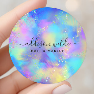 Sticker Rond Opale iridescente à paillettes holographiques