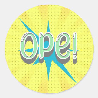 Sticker Rond Ope, Funny Slang Du Midwest | Retro Vert et Bleu