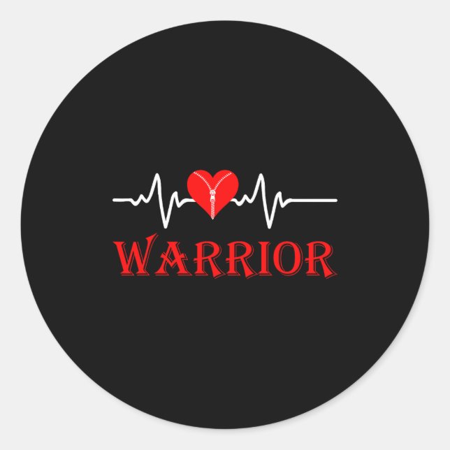 Sticker Rond Open Heart Surgery Recovery Survivor Heart Warrior (Devant)