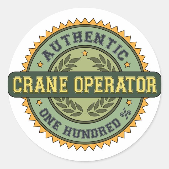 Sticker Rond Opérateur de grue authentique (Devant)