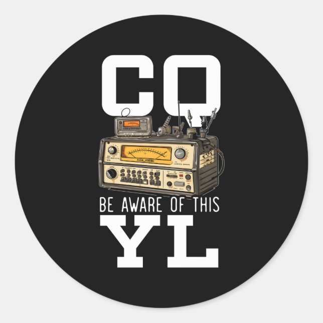 Sticker Rond Opérateur radio jambon Morse Code Antenne Radioact (Devant)