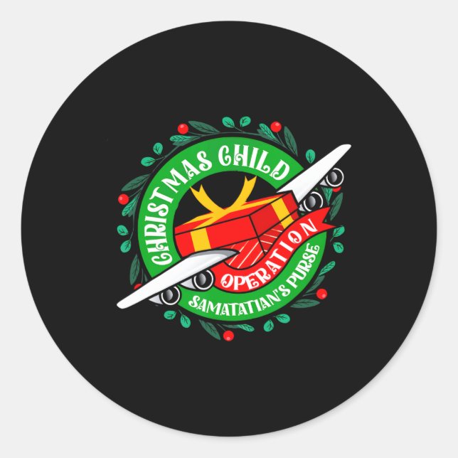 Sticker Rond Opération sac à main de Samaritain Noël Mème enfan (Devant)