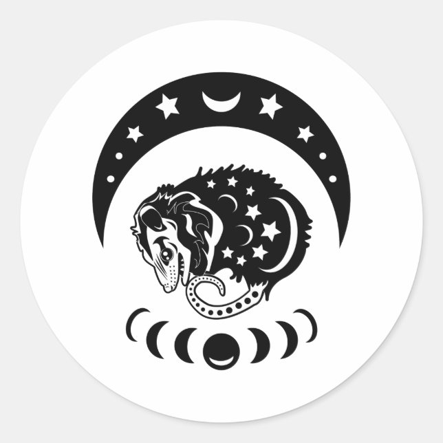 Sticker Rond Opossum Cute Witchy (Devant)