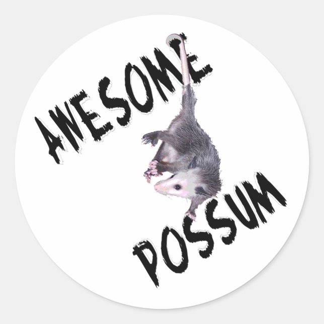 Sticker Rond Opossum Possum génial (Devant)