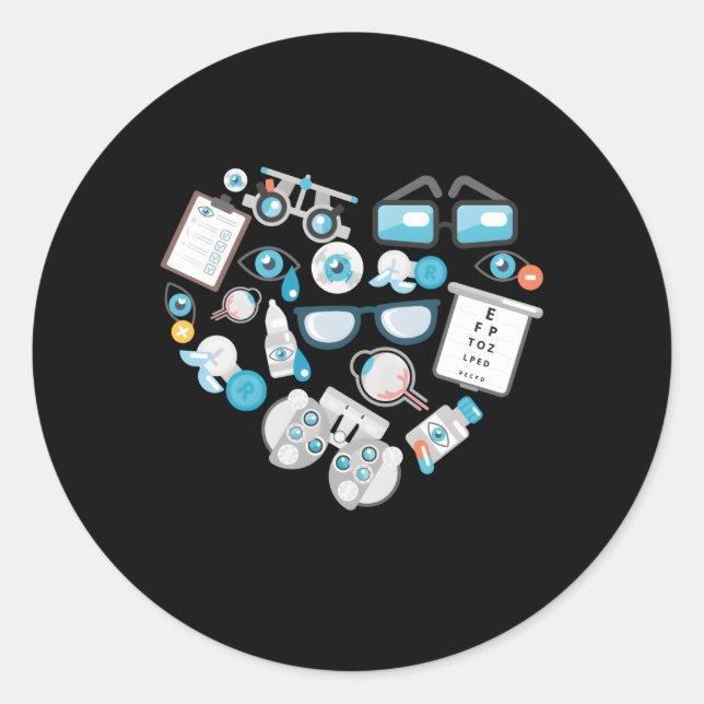 Sticker Rond Optométrie Optométriste Optométriste Optique Assis (Devant)