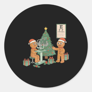 Sticker Rond Optométrie pain d'épice Noël opticien vue Escouade