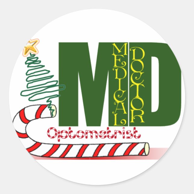 STICKER ROND OPTOMÉTRISTE DE NOËL - MÉDECIN DES YEUX (Devant)