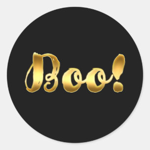 Sticker Rond Or BOO ! Faveur de fête d'Halloween à l'écriture m