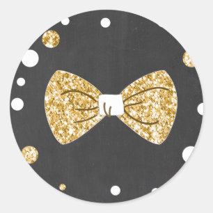 Sticker Rond Or de noir de cravate d'arc de M. Onederful