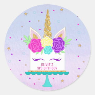 Sticker Rond Or de pourpre de rose d'autocollants de gâteau de