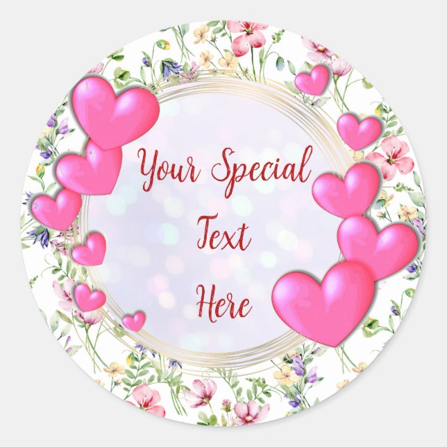 Sticker Rond Or élégant, cadre de coeur rouge : pour chaque occ (Devant)