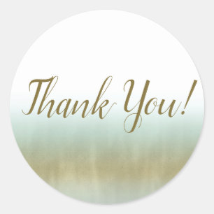 Sticker Rond Or Élégant Écume de Mer Blanc Mariage Moderne Plag