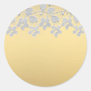 Sticker rond or et dentelle