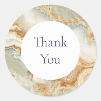 Sticker Rond Or et joint bleu turquoise d'enveloppe de Merci