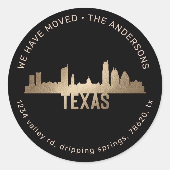 Sticker Rond or état fier texas déménager faire-part (Devant)