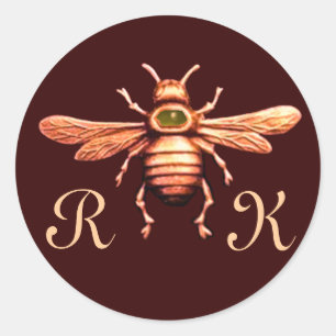 STICKER ROND OR HONEY BEE / BEEKEEPER BEEKEEPER MONOGRAM