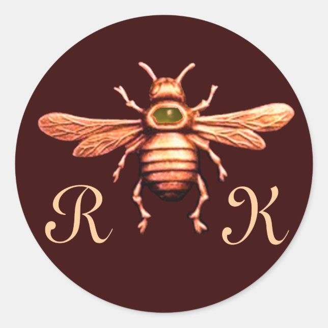 STICKER ROND OR HONEY BEE / BEEKEEPER BEEKEEPER MONOGRAM (Devant)