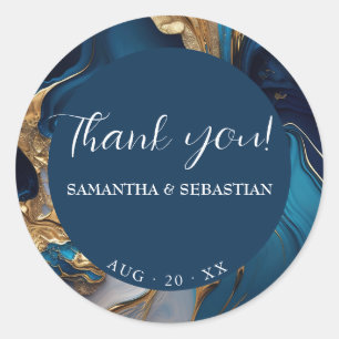 Sticker Rond Or liquide Abstrait sur marbre bleu