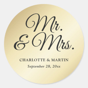 Sticker Rond Or, M. et Mme Mariage