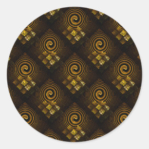 Sticker Rond Or Moderne Boho Élégant Motif d'Art Abstrait #502