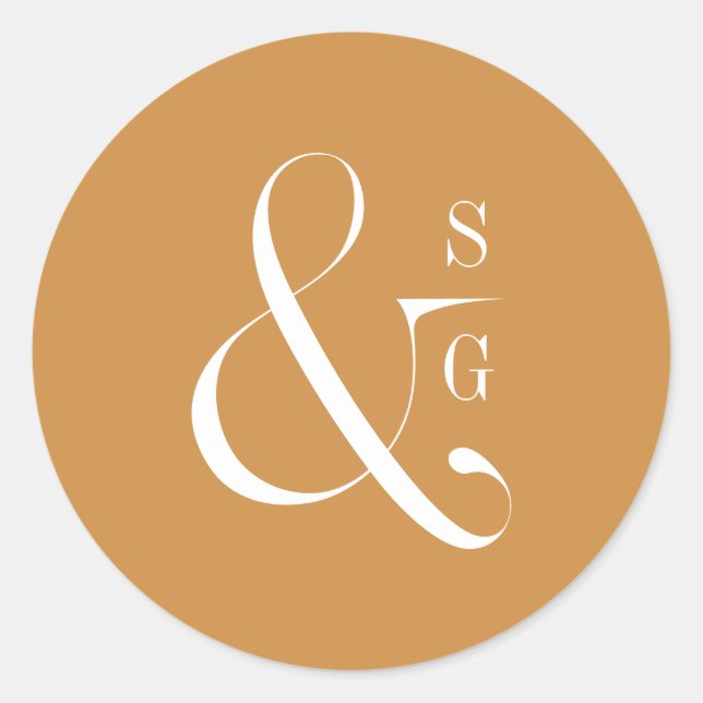 Sticker Rond Or monogramme du couple minimaliste moderne (Devant)