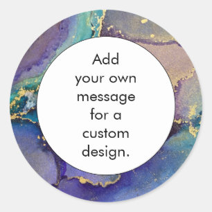 Sticker Rond Or multicolore Liquide Art Abstrait Personnalisé d