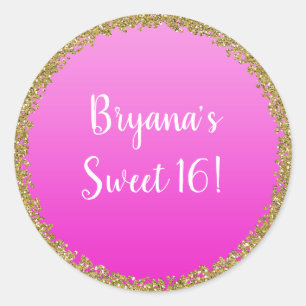 Sticker Rond Or rose chaud pailleté or paillettes glamour scint