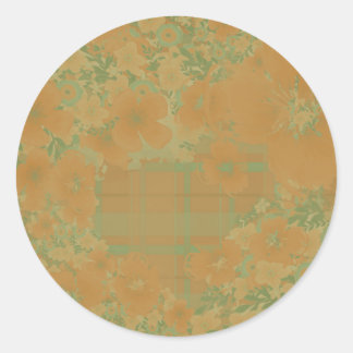 Sticker Rond Or & Rose Floral & Carreaux