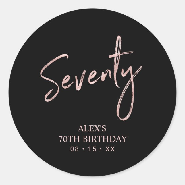 Sticker Rond or rose Lettrant Soixante-dix 70e anniversaire Fav (Devant)