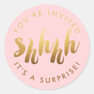 Sticker Rond Or sur Blush Shh Surprise Couleur personnalisée An