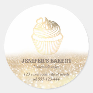 Sticker Rond Or vintage cupcakes et sucreries maison
