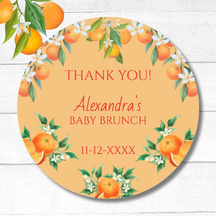 Sticker Rond Orange A Little Cutie Citrus Baby Brunch Merci