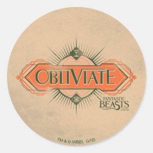 Sticker Rond Orange Art Déco Obliviate Spell Graphisme