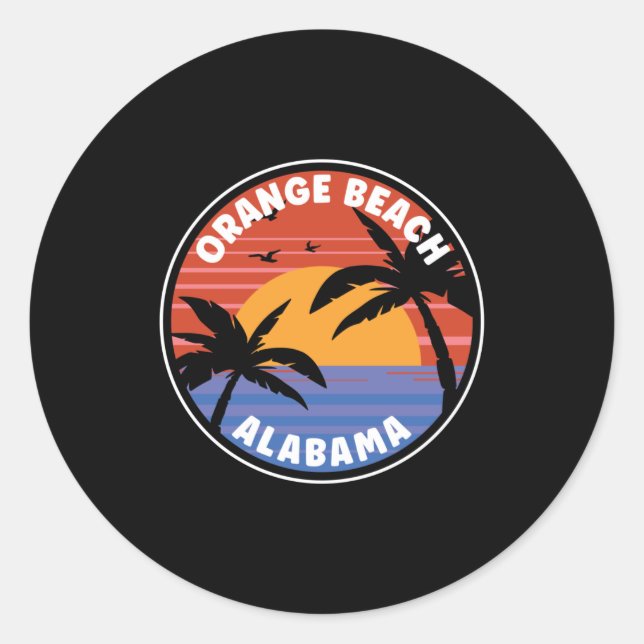Sticker Rond Orange Beach Alabama Sunset Paradise (Devant)