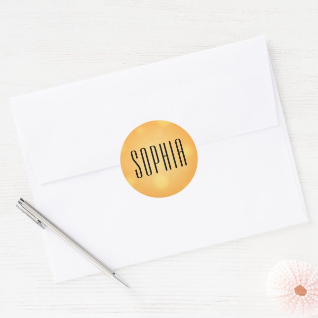 Sticker Rond Orange Black Halloween Nom mignon (Enveloppe)