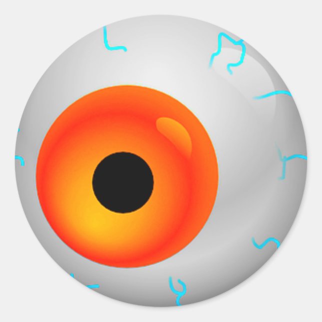 Sticker Rond Orange Blooshot Zombie Eyeball Halloween (Devant)
