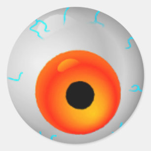 Sticker Rond Orange Blooshot Zombie Eyeball Halloween
