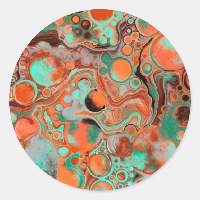 Sticker Rond Orange Brown Art moderne Abstrait (Devant)