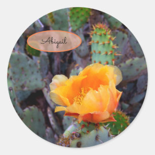 Sticker Rond Orange Cactus Fleur Fleur Fleur Fleur Fleur Fleur 