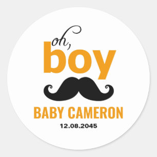 Sticker Rond Orange C'est un chevalet de Baby shower de moustac