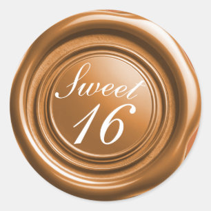 Sticker Rond Orange Chandelle cire Sceau Douce à goutte 16 Mari