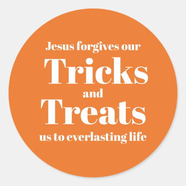 Sticker Rond Orange Christian Evangile Halloween Trick ou Treat (Devant)