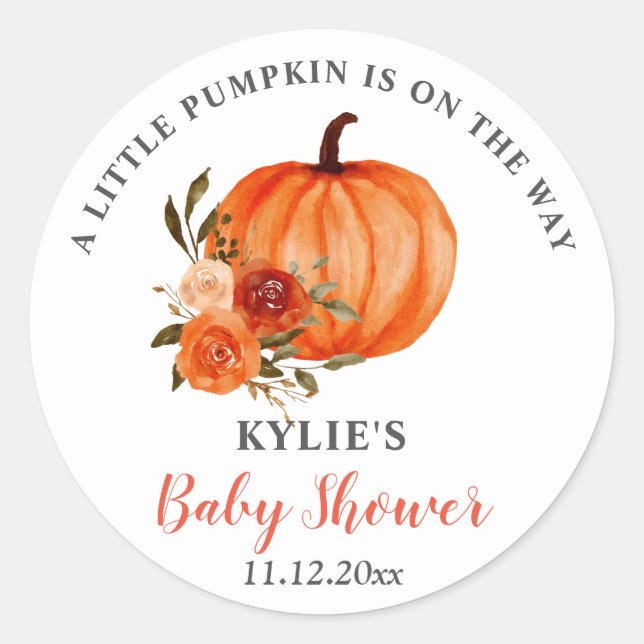 Sticker Rond Orange Citrouille Thanksgiving | BABY SHOWER (Devant)