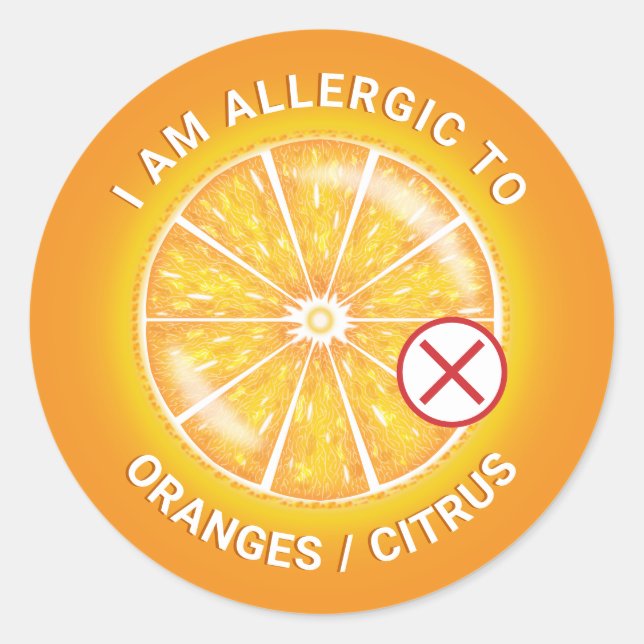 Sticker Rond Orange Citrus Fruit Alimentation Allergie Sensibil (Devant)