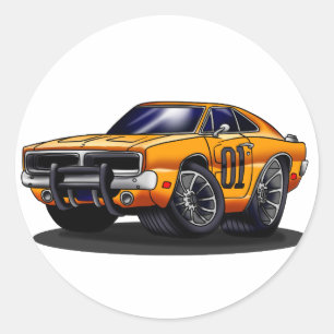 Sticker Rond Orange Classic muscle voiture - Choisissez la coul