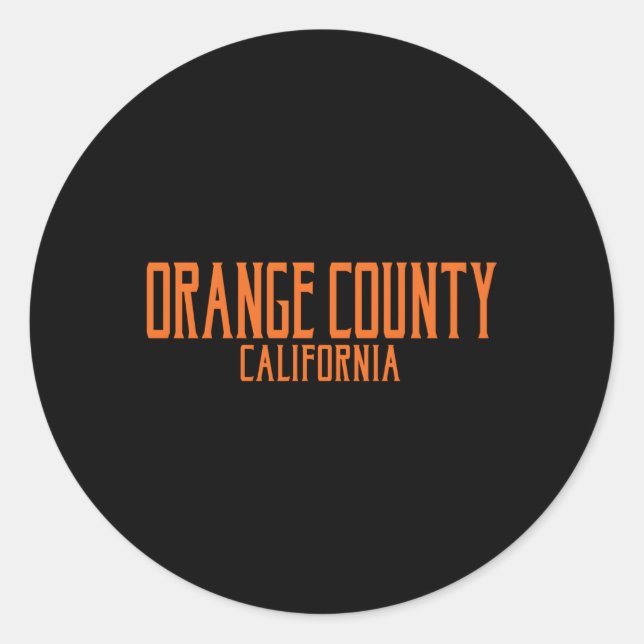 Sticker Rond Orange County California Texte Orange Imprimer (Devant)