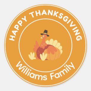 Sticker Rond orange de dinde bon thanksgiving
