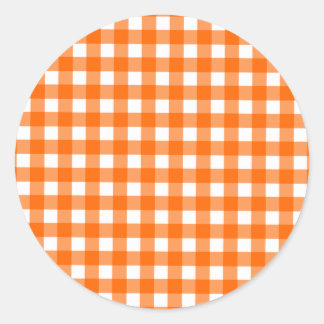 Sticker Rond Orange En vichy Motif