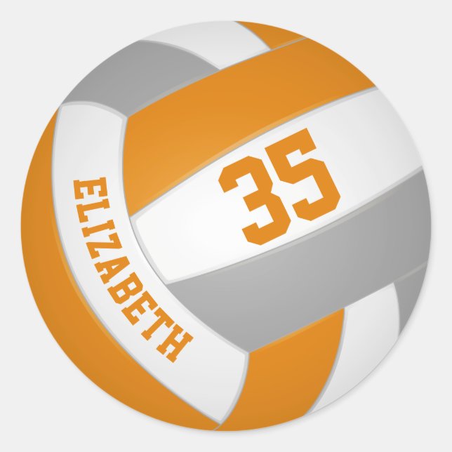 Sticker Rond orange gris équipe couleurs garçons filles volley (Devant)